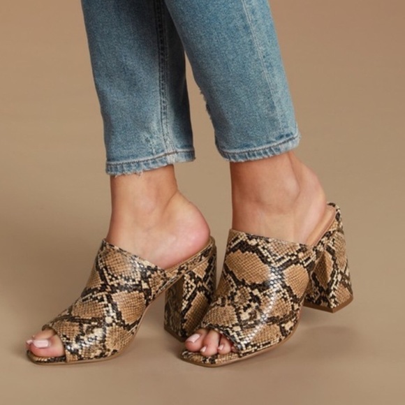 Lulus Vegan Leather Animal Print Mules Hee… - Picture 2 of 6